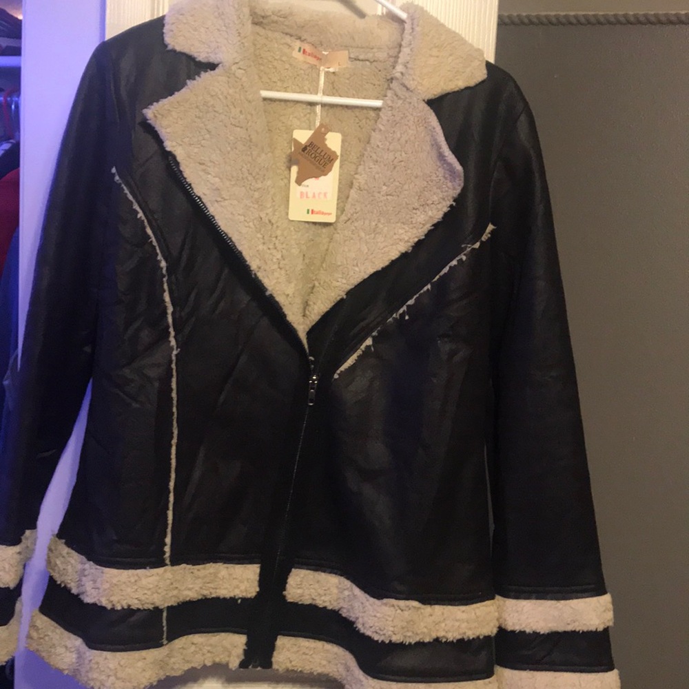 Leather lined with fur jacket